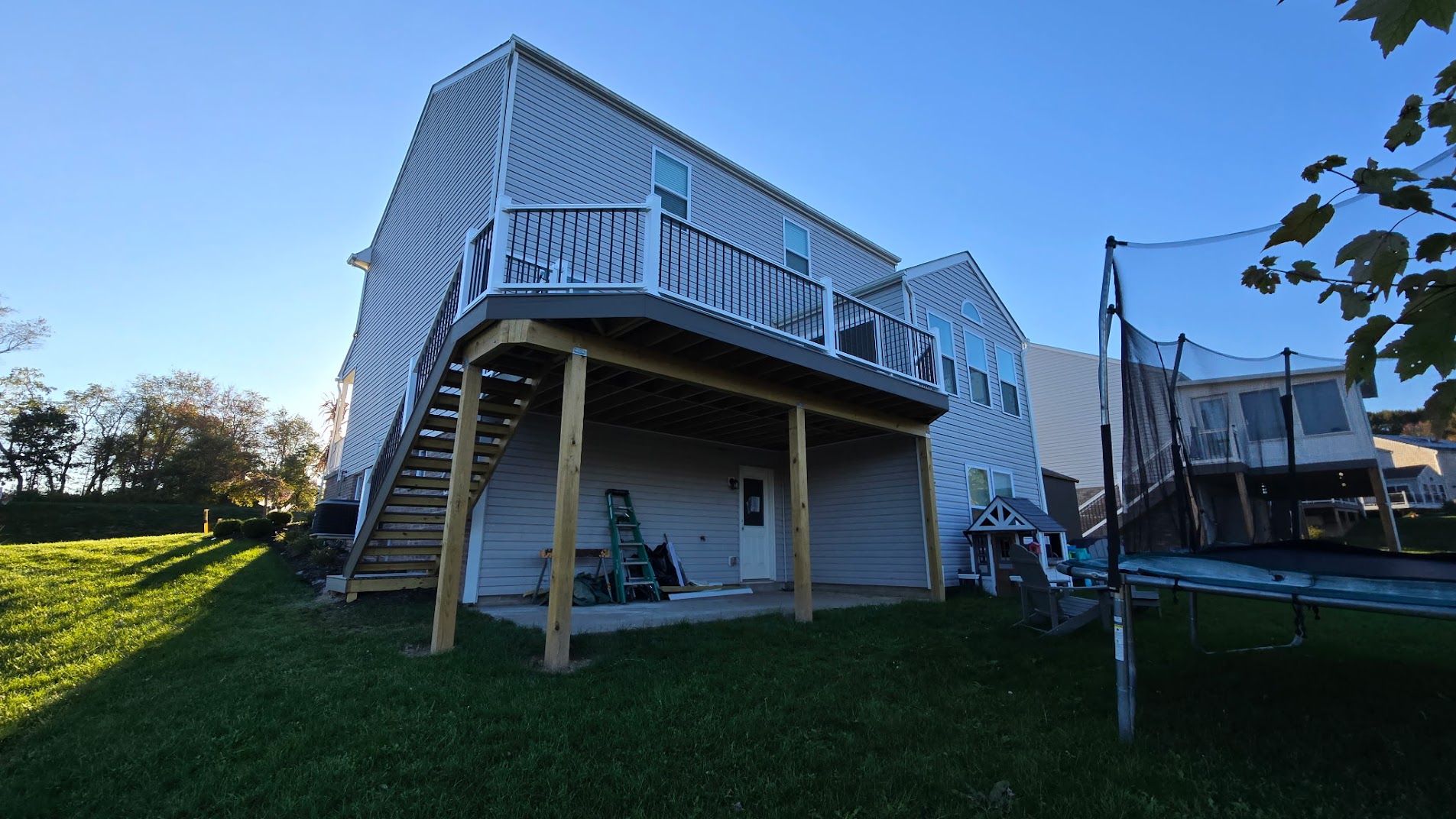 New second-story composite deck build in Moon Township