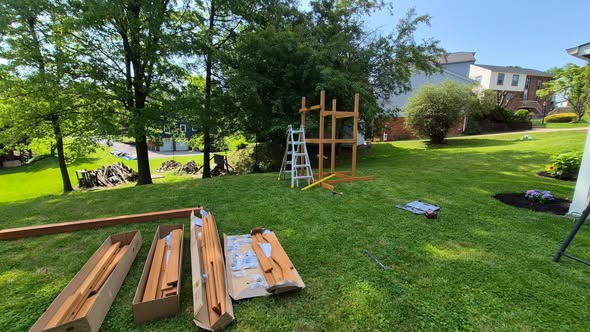 Playset assembly in progress in Moon Township