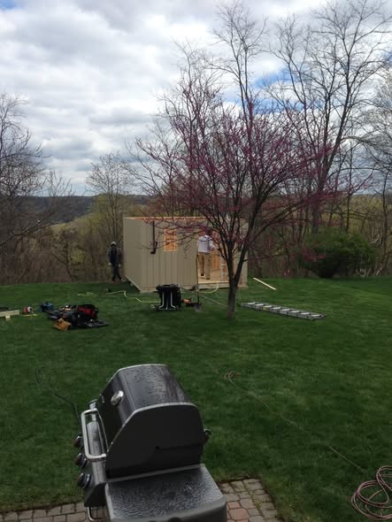 Shed build in progress in Moon Township